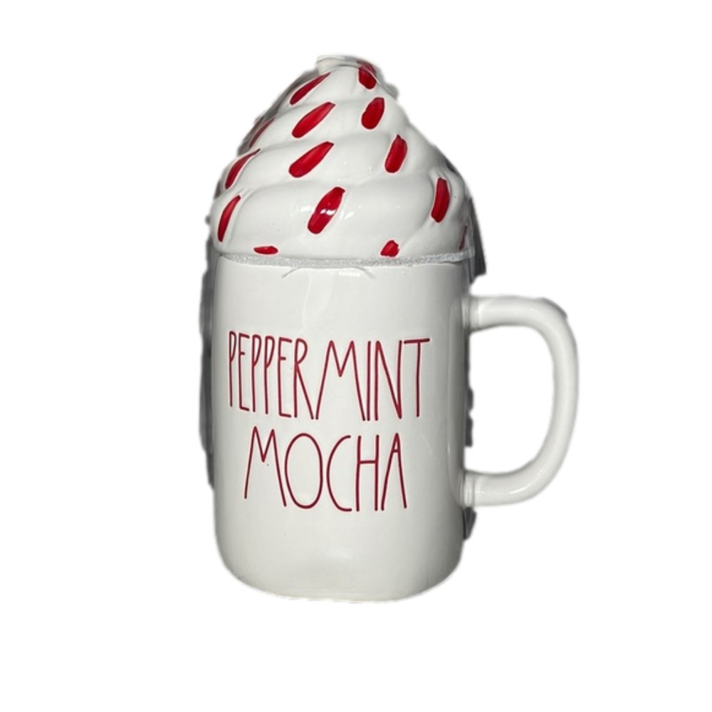Rae Dunn mug with lid Peppermint Mocha